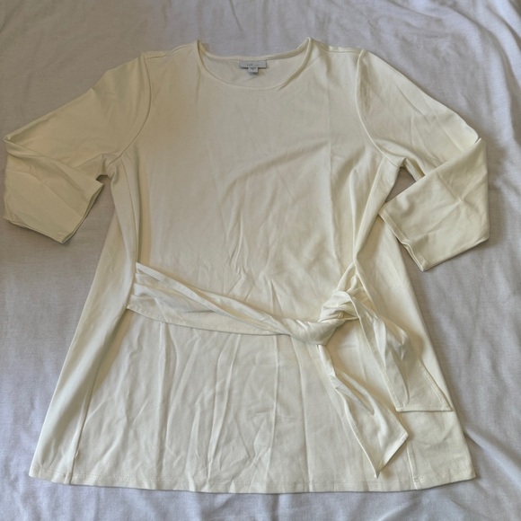 J Jill Ponte Medium Ivory Tunic Top ~ Side Tie Minimalist Classic - Picture 4 of 8